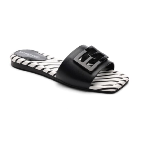 NEW LIVERPOOL LA Leather Dunbar Slide Sandals Luggage for women 254 3T7 - Picture 1 of 5